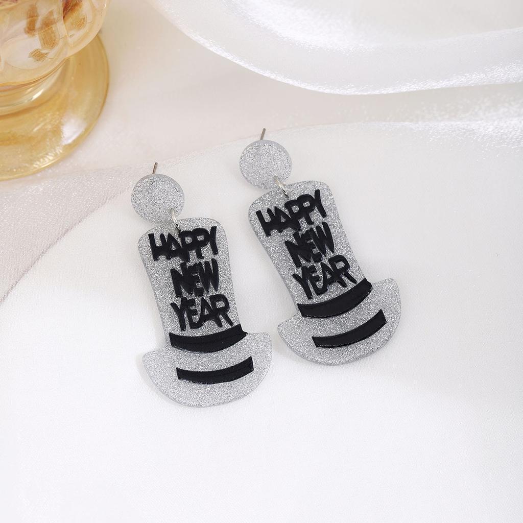 Creative Design New Year'S Party High Hat Acrylic Earrings, Personalized Cartoon Sweet Cute Fashion Earrings Women