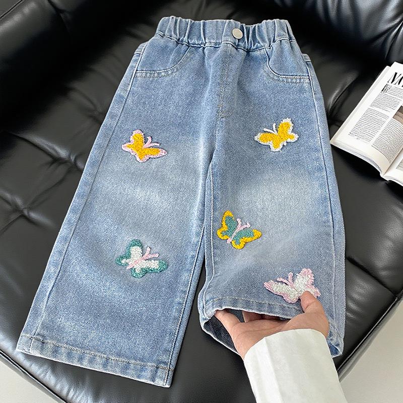 Girls' Soft Denim Washed Jeans - Autumn 2025 Straight & Wide Leg