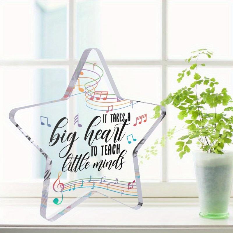 Inspirational Acrylic Plaque Sign for Music Teachers - "It Takes A Big Heart To Teach Little Minds" with Musical Note Design, Graduation Season Appre