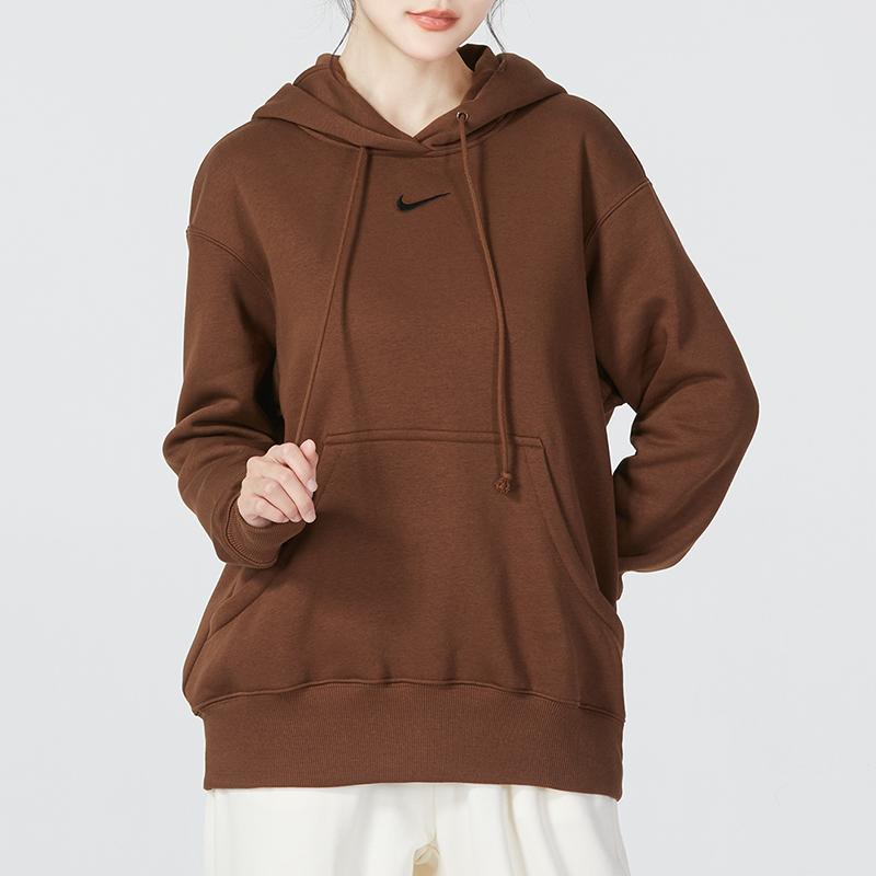 Nike Nsw Phnx Flc Po Hoodie Women Hoodies Brown DQ5861-259
