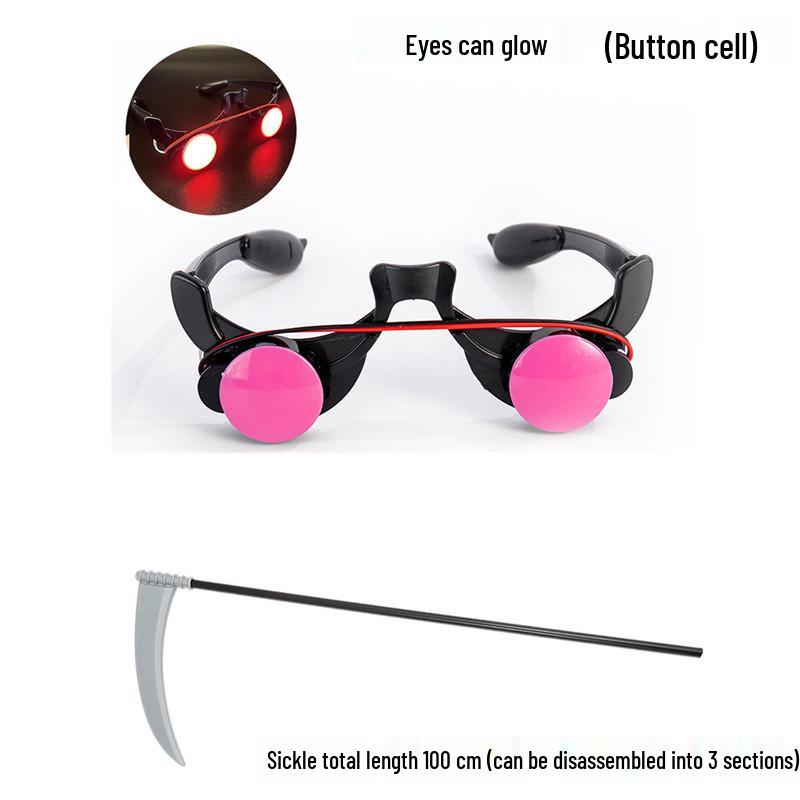 Costume da Mietitore per Bambini con Falce e Occhi Rossi Luminosi per Halloween