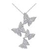 Fashion 925 Sterling Silver Jewelry Butterfly Crystal Pendant Necklaces