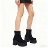 New Women's Platform Boots Autumn Suede Fashion Ankle Boots Elastic Slip On Woman Shoes Casual Solid Chunky High Heel Boots