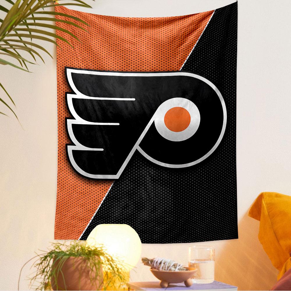 Philadelphia Flyers Tapestry Wall Hanging, NHL Hockey Team Logo Poster, Sports Wall Decor for Bedroom Living Room Dorm
