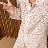 Summer New Floral Kitten Pajamas Spring and Autumn Long-sleeved Trousers Two-piece Set Girl Student Loungewear Can Be Worn Outside