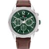 Men's Multifunction Watch Green Dial Brown Leather Strap 1792064