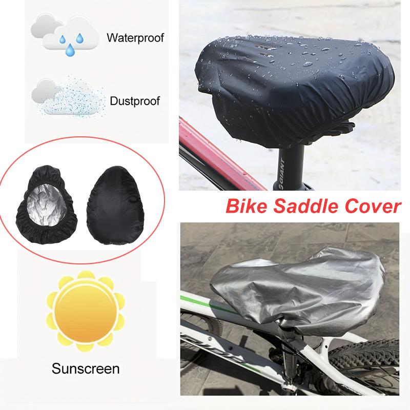 Bicycle Seat Waterproof Cover UV-protective Sunshade Cover Outdoor Sports Cycling Bicycle Saddle Rain Cover Elastic Dust Guard