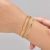 3pcs Set Simple Stainless Steel Bracelet for Women, Adjustable Gold Plated Thin Chain Bracelets, Fashion Stackable Jewelry Set