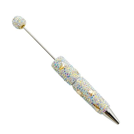 Custom Beadable Pen Blanks Glitter Ballpoint Pen, Sparkly Rhinestone Star Moon Beaded Plastic Creative Gift Pens for Women DIY Handmade Gel Ink School