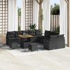 VidaXL 13-Piece Garden Sofa Set with Cushions Black Poly Rattan Acacia 3364529