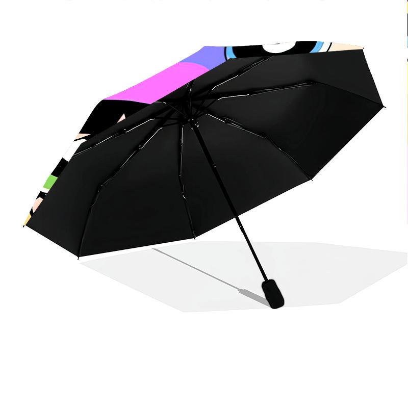 1PC The Powerpuff Girls Umbrella Portable Folding Umbrella Iron Frame Hole Bone Structure Outdoor Home Umbrella A7