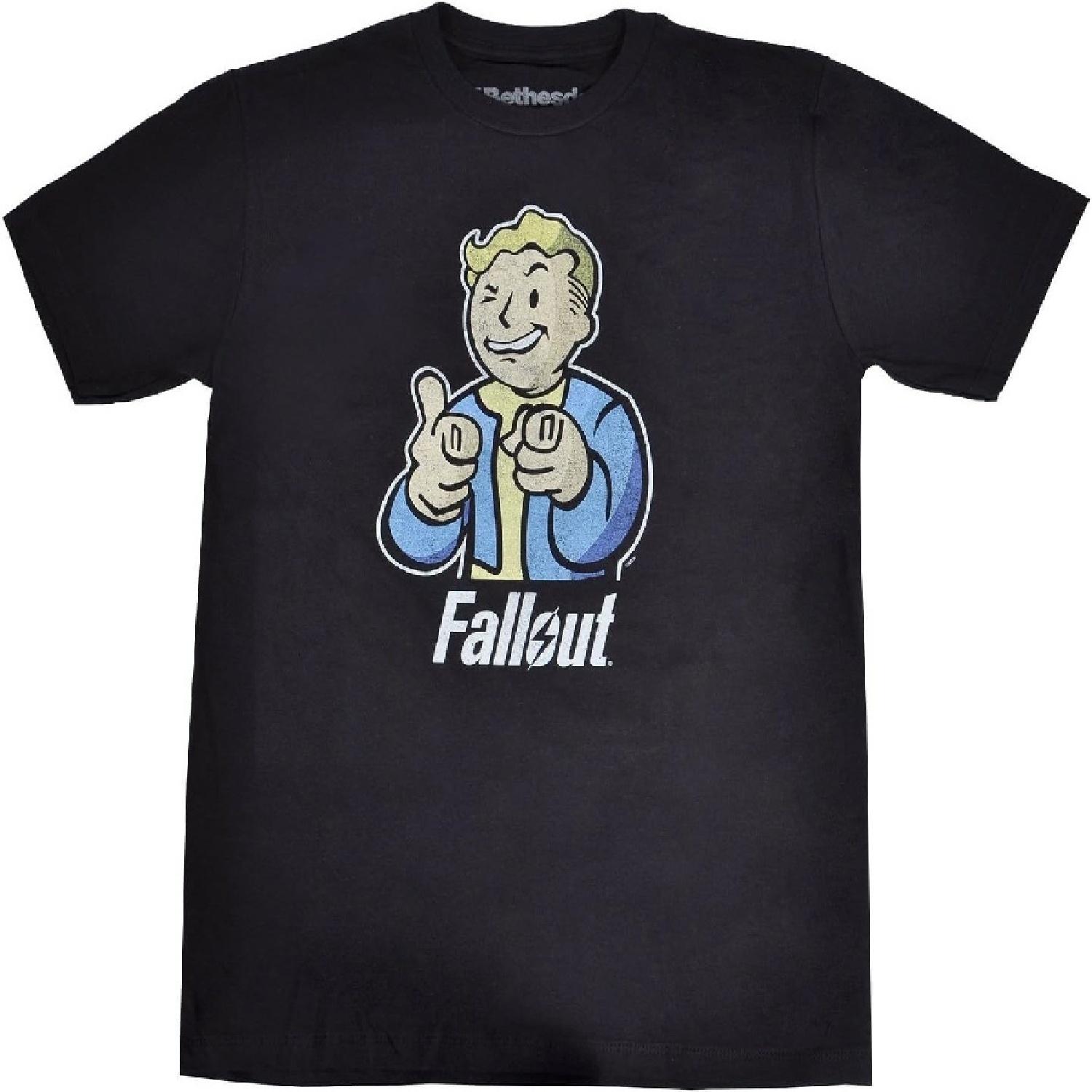 Мужская черная футболка Fallout с Vault Boy S чёрный