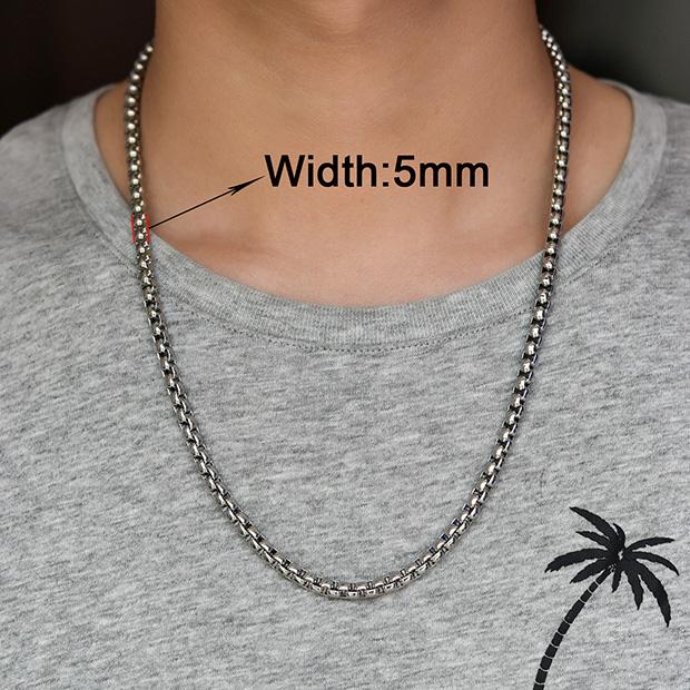 2/3/4/5mm Men's Box Chain Stainless Steel Necklace Choker for Women Copper/Gold/Black/Rose Gold Color 14 - 40 Inch Metal Jewelry