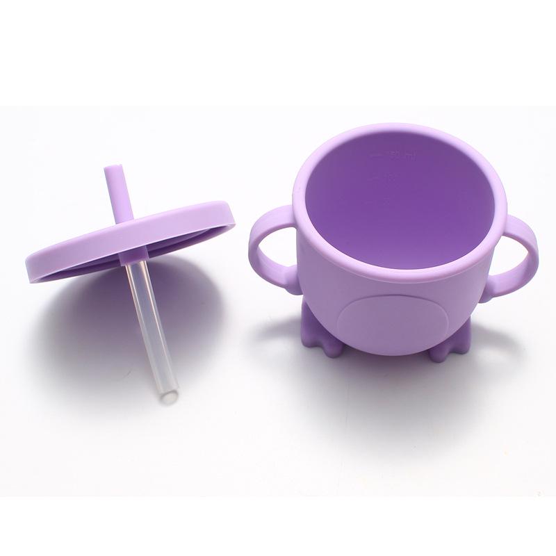 Penguin Silicone Straw & Snack Cup for Infants - 2-in-1 Learning Cup for Babies