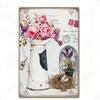 Frisch geschnittene Blumen Vintage Metallblechschild Wandplakette für Floristen Garten Hinterhof Café Familiengeschenk Dekoration N
