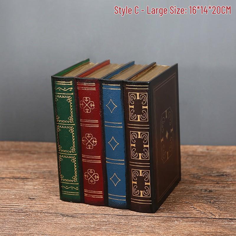 American Retro Wooden Pen Holder: Multi-functional Fake Book Desktop Storage Box and Home Study Ornament.