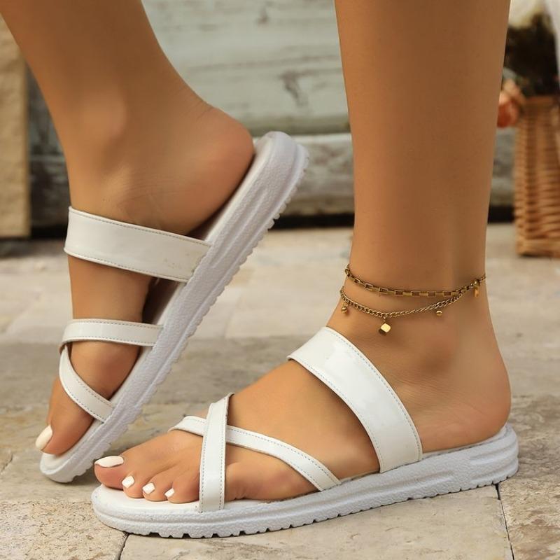 Fashion Women's Shoes 2025 Hot Sale Basic Women's Slippers Fashion Peep Toe Casual Slippers Women Summer Plus Size Solid  Flat Slippers