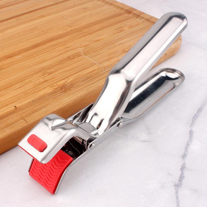 Stainless Steel Anti-scalding Pot Gripper Clip Silicone Non-slip Heat Resistant for Home Kitchen Cooking Bowl Handling Use