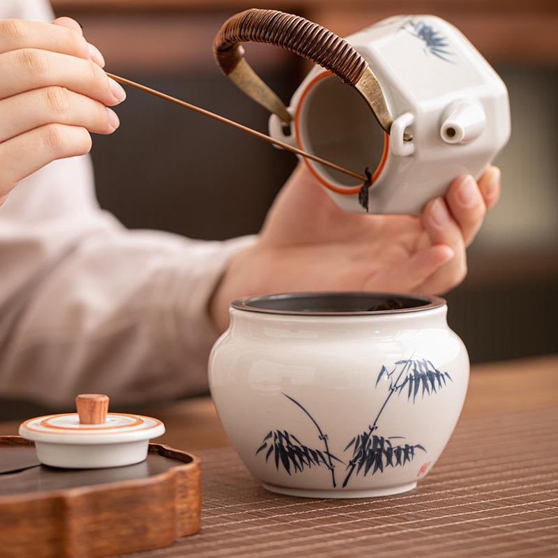 Hand-painted Ash Glaze Jianshui Ceramic Tea Wash Bowl (Kung Fu Tea Set)