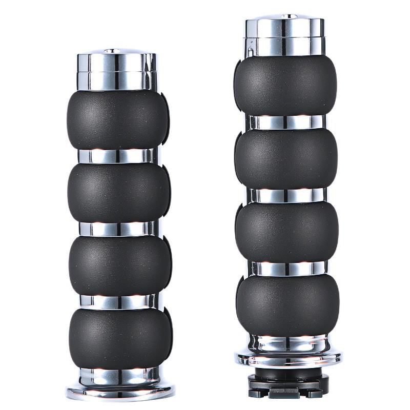 Aluminum CNC Motorcycle Handlebar Grips Harley 25mm Flat Tapered Types Anti-Slip Throttle Assist Grip Cover