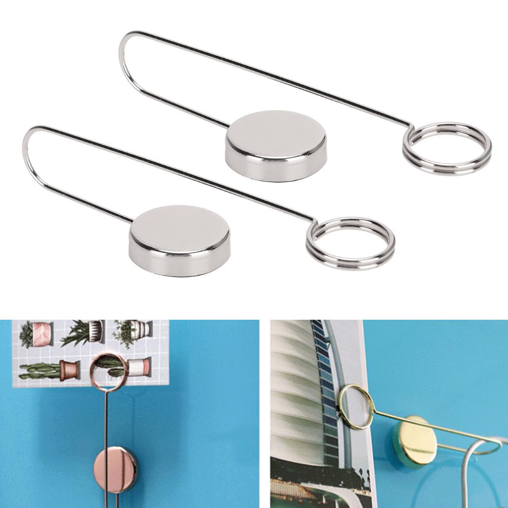 2Pcs Picture Hanging Clips Metal Double-Sided Adhesive Wall Stickers Message Clip(Silver )