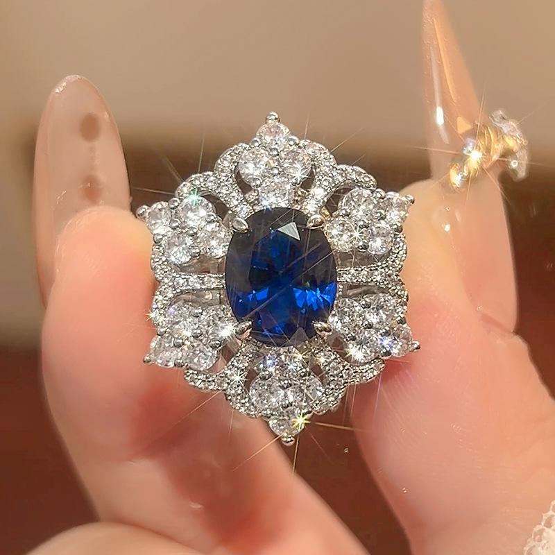 

Jewelry New Jewelry Set Earrings Necklace Ring Blue Spike European and American Style Premium Women s Batch