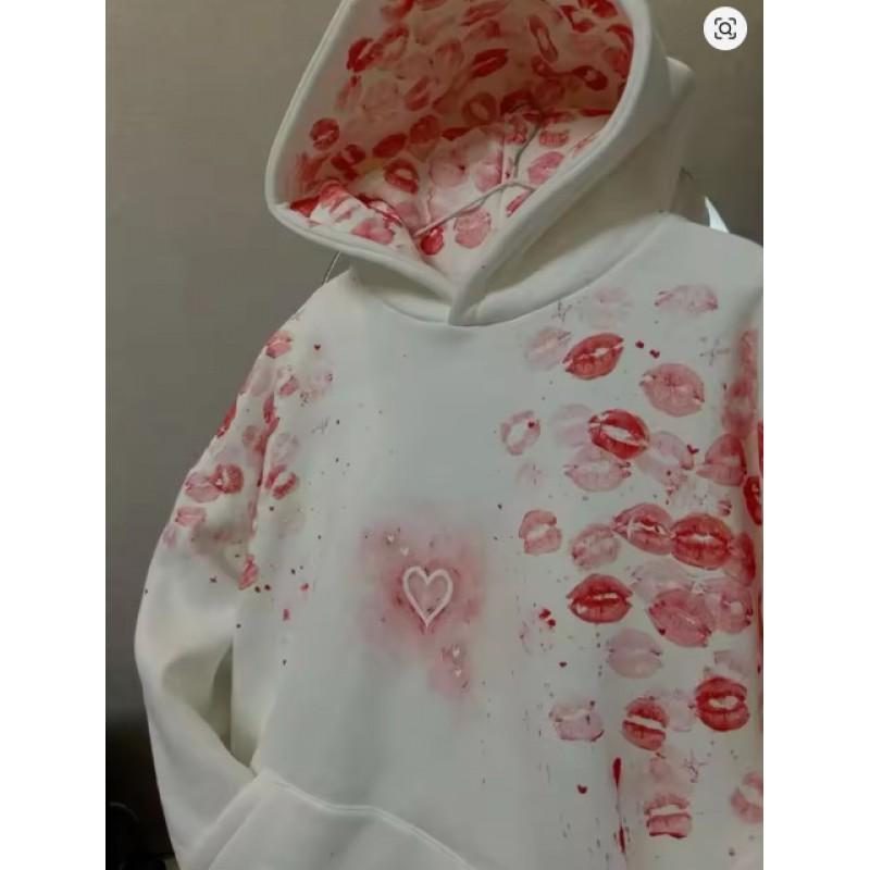 Oversized Hooded Sweatshirt Women - Streetwear Graphic Print Loose Fit Casual Pullover 2025