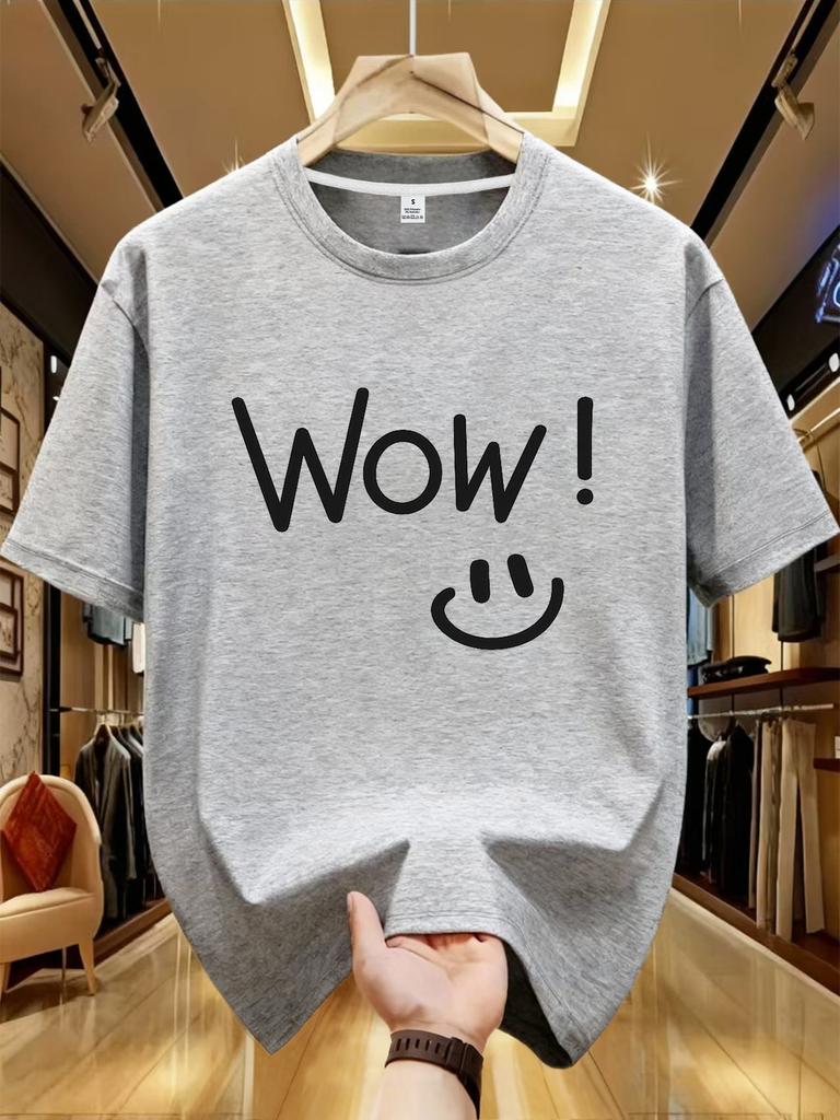 Unisexs Summer Pure Cotton Casual Loose Fashion Simple Smiling Face Pattern Printed Comfortable Round Neck Short Sleeved Tshirt