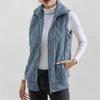 Women Autumn Solid Plush Cardigan Vest Casual Zipper Lapel Pocket Solid Color Warm Vest