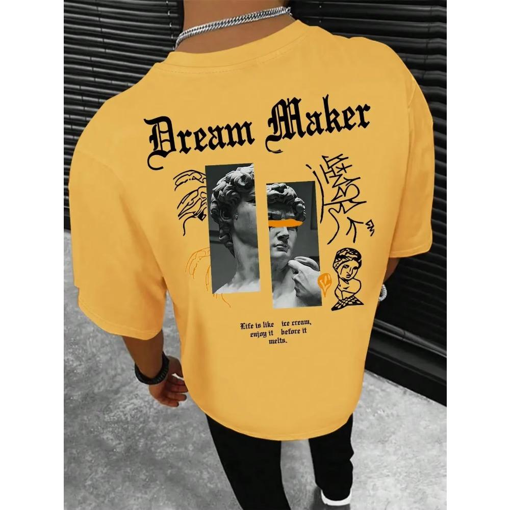 Men's T-Shirt Summer Unique Back Figure 3D Printing Men's Clothing T-shirt Short-Sleeved Casual Loose Oversized Shirt Tops