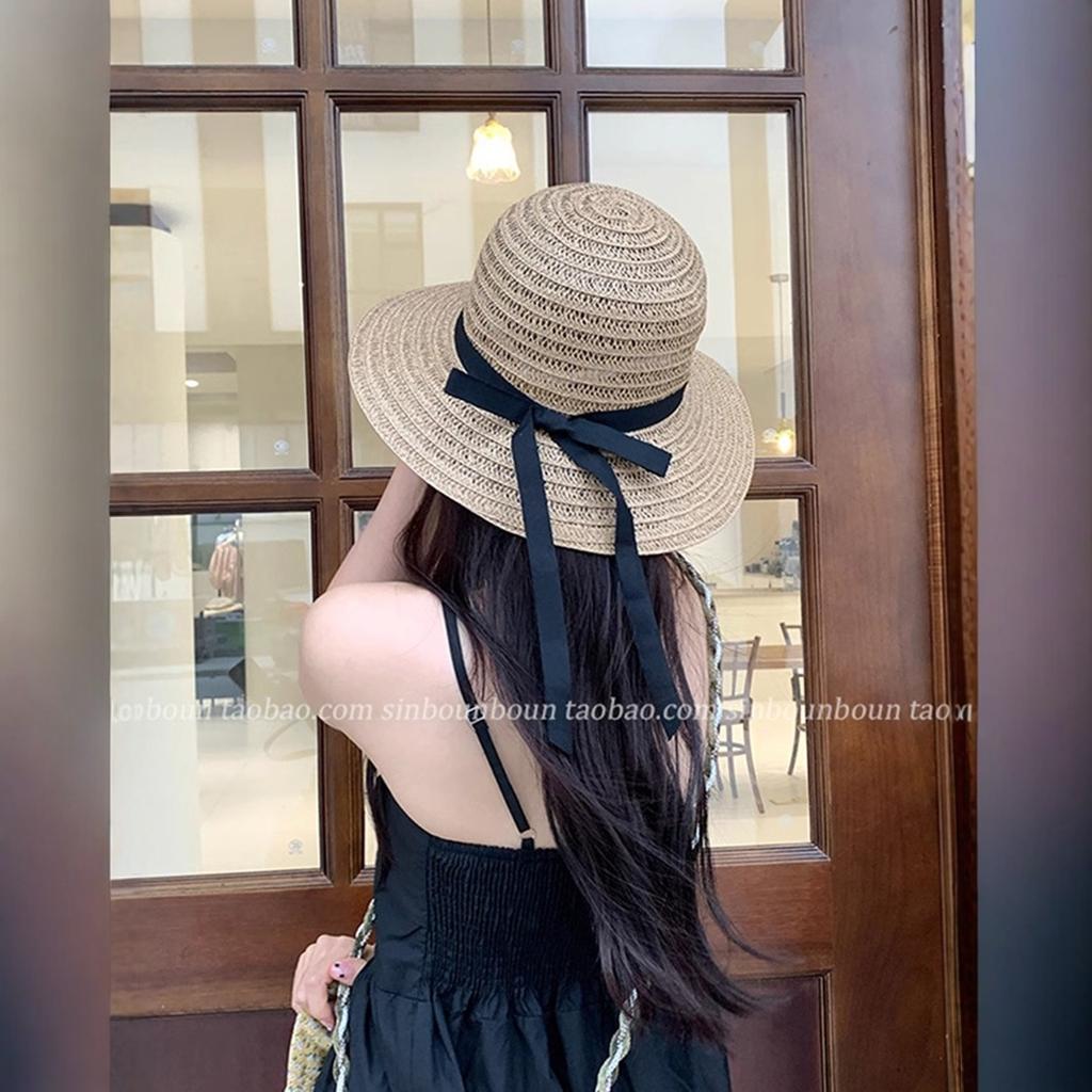 Women's Summer Wide Brim Woven Sun Protection Hat Hollowed-Out Sun Hat Casual Vacation Style Beach Straw Hat