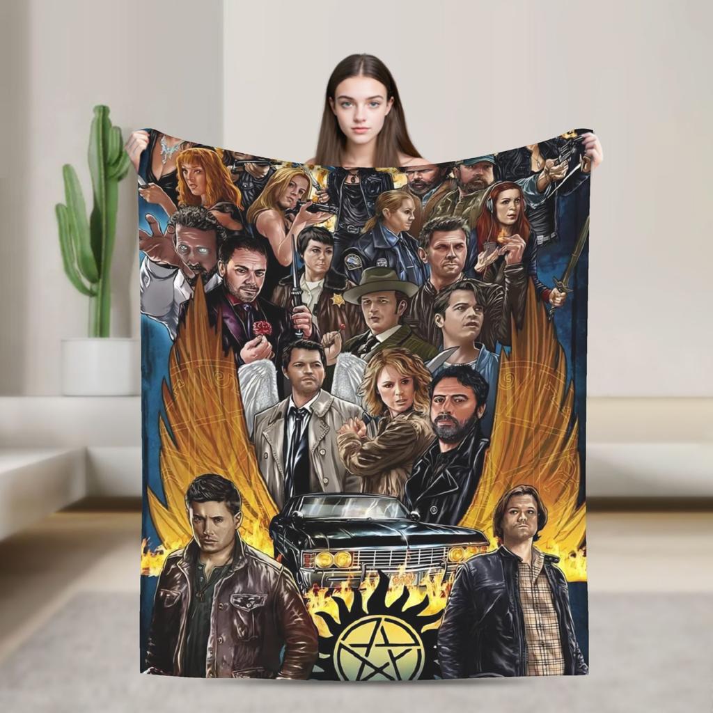 Supernatural TV Flannel Blanket  Super Soft Throw Blanket for Living Room Decorative Graphic Bedspread Sofa Bed Cover