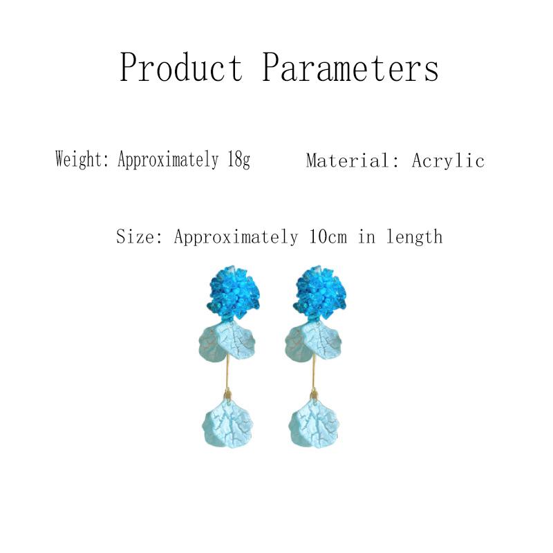 New Blue Hydrangea Dangle Earrings Women Tassel Petal Drop Earrings Fashion Beach Vacation Style Daily Wear Jewelry Accessories