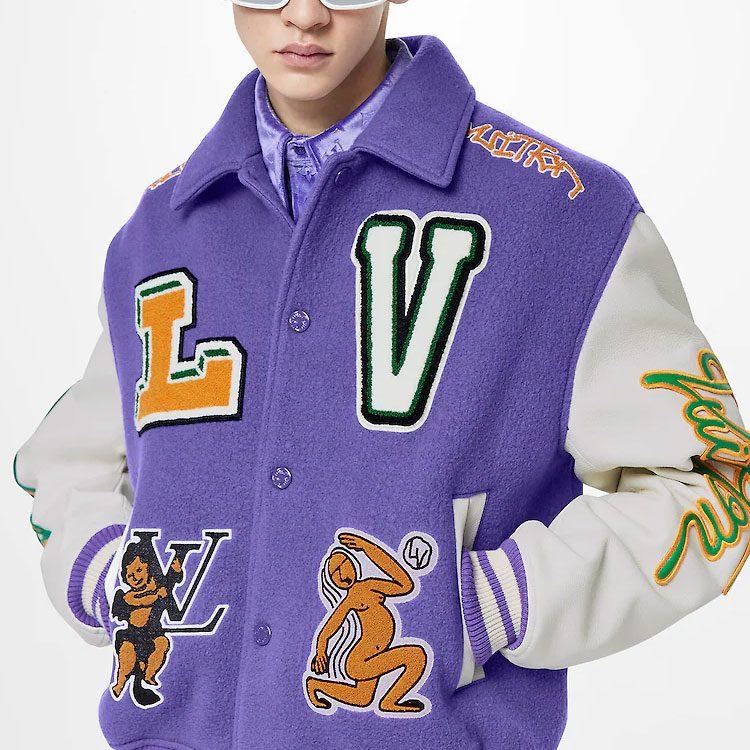 Louis Vuitton 2010s Multi-patch Leather Varsity Jacket 1AAHH5