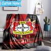 Custom Name Bayer Leverkusen Crest Flannel Blanket, Use for Birthday/Holiday Gift, Soft Blanket for Sofa/Bed/Camping/Office, Home Decor