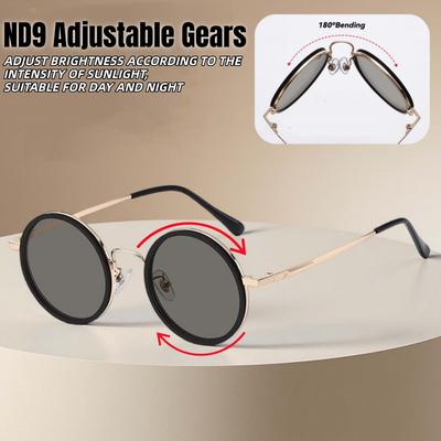 Lunettes de soleil polarisées à réglage manuel de la luminosité ND9 Pliables Robustes Durables Légères Métal Résistantes aux UV