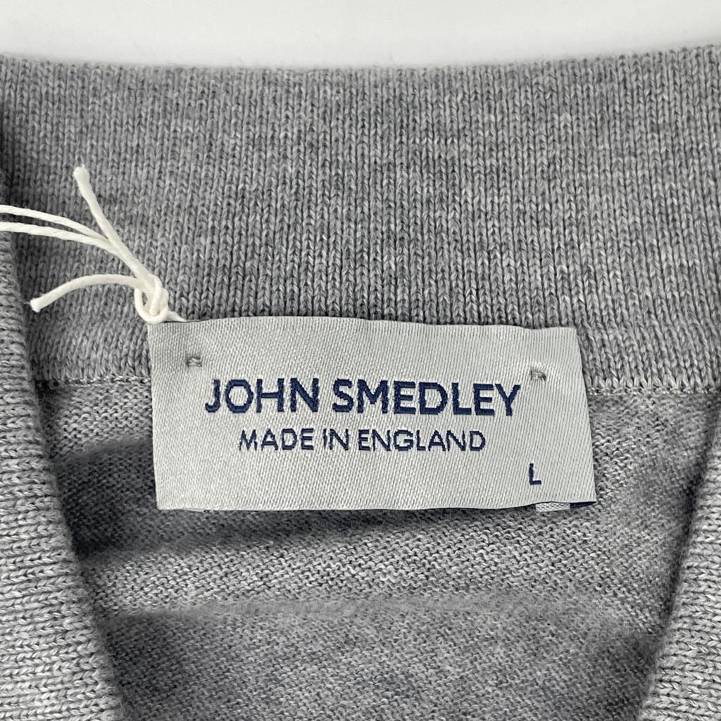 JOHN SMEDLEY ISIS Gray 30 Gauge Cotton Short Sleeve Knit Polo Shirt tops L grayUsed