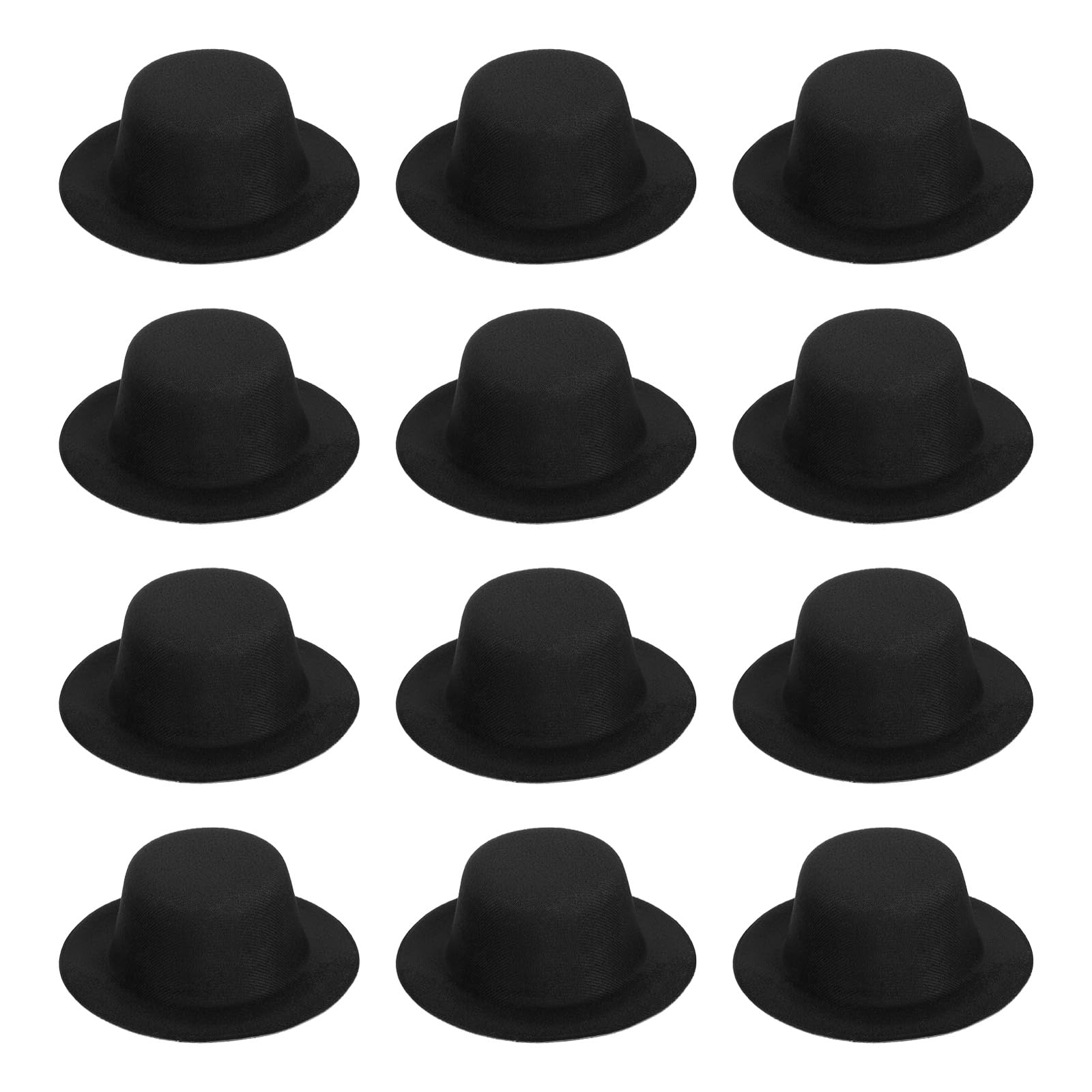 

[PATIKIL] 5.3 Inch Mini Formal Hats, 12 Pieces, Miniature Doll Top Hats, Craft Hair Accessories, for Doll Snowman, Black