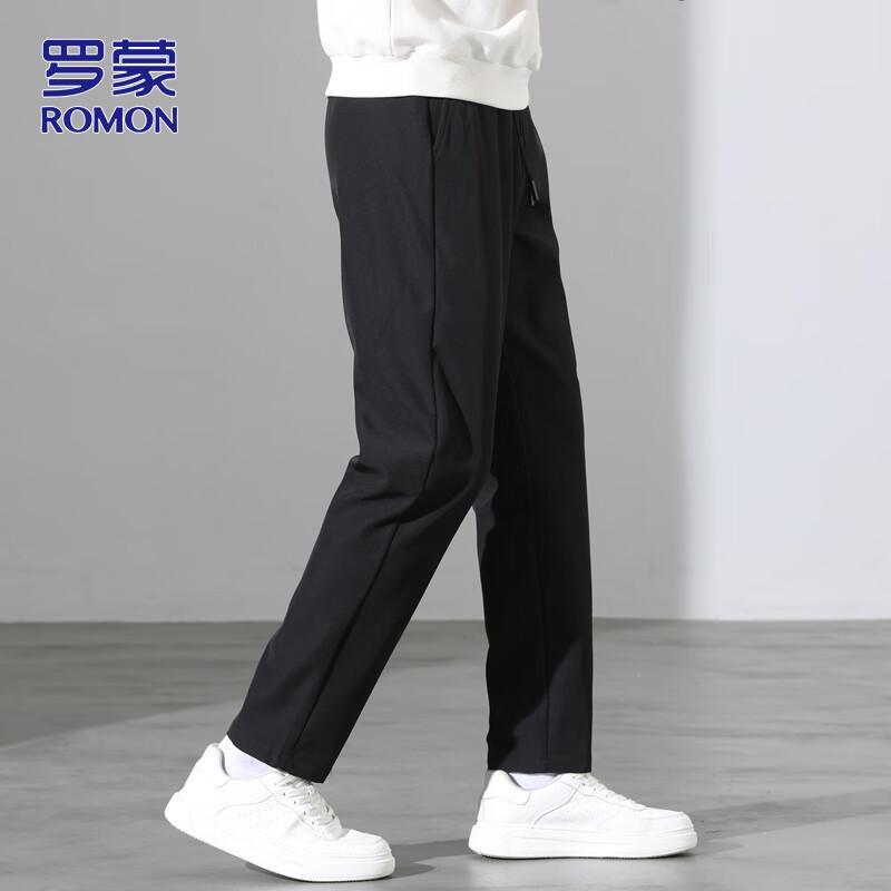 ROMON Men's Elastic Straight-Leg Casual Pants