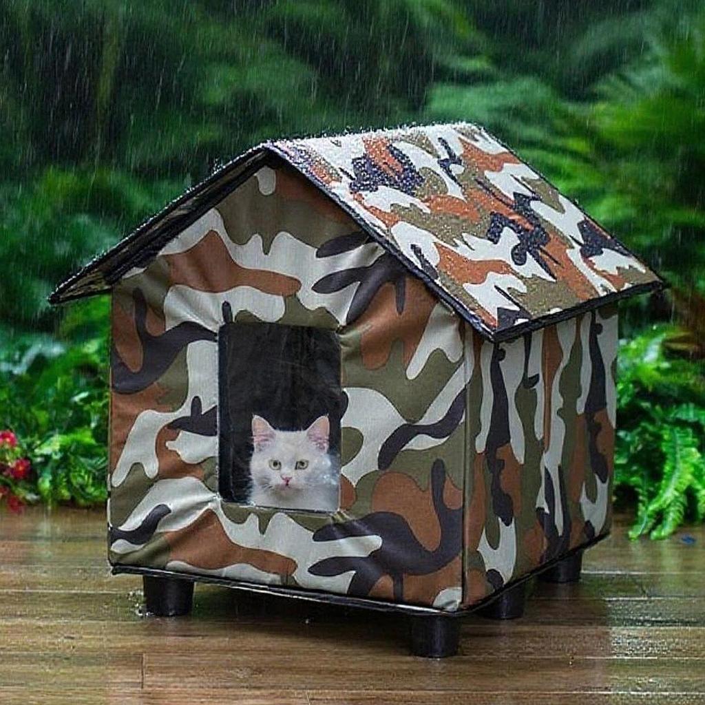 Outdoor Cat House Kennel Protection Weatherproof Pet Supplies Windproof Stray Cat Shelter Pet House for Barn Community Porch