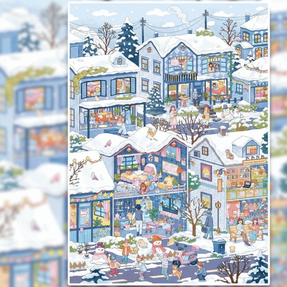 

Fun DIY 3D Miniature Stickers Stacking Handicraft Decor Cabin Town Stickers Creative Arts Scrapbook Album Decoration