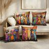 4-piece Cute Cat Pillowcase Set, Home Decor, for Holiday Parties, Car, Insert Not Included, Single-sided Print