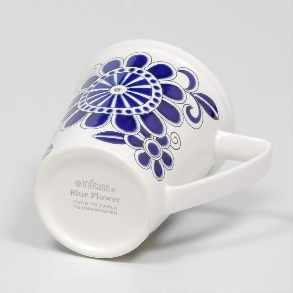 MIKASA REVIVAL Blue Flower Mug, Diameter 11.5 x Depth 8.5 x Height 10cm, 320ml, Microwave, Dishwasher, and Oven Safe, T-925324