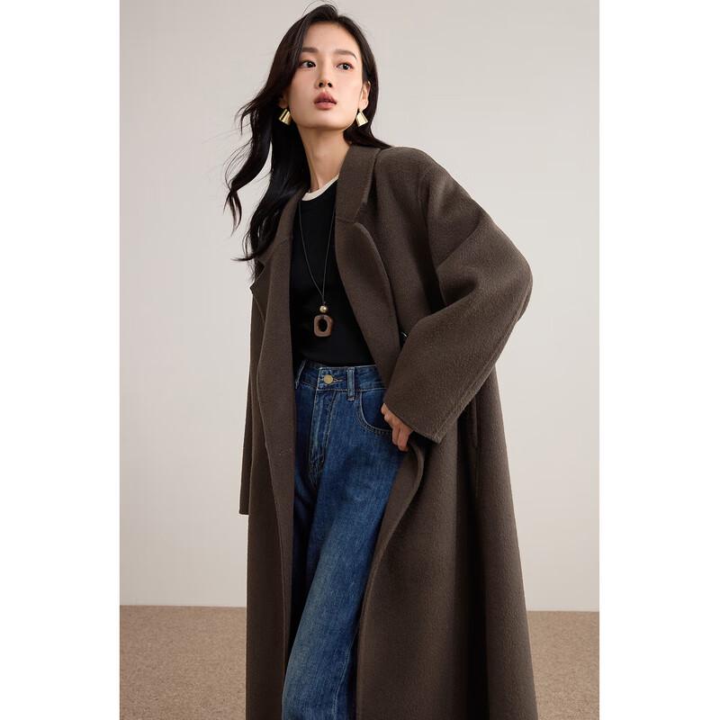 

Shangdoupila Women s 100% Wool Lapel Long Winter Coat M