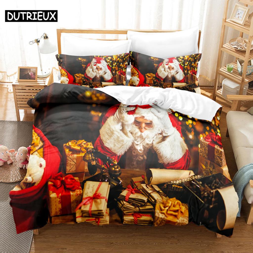 3D Christmas Quilt Cover Bedding Set Duvet Comforter Pillow Case Bed Linens Twin Queen King Double Full Single 3PCS 2PCS Bedroom
