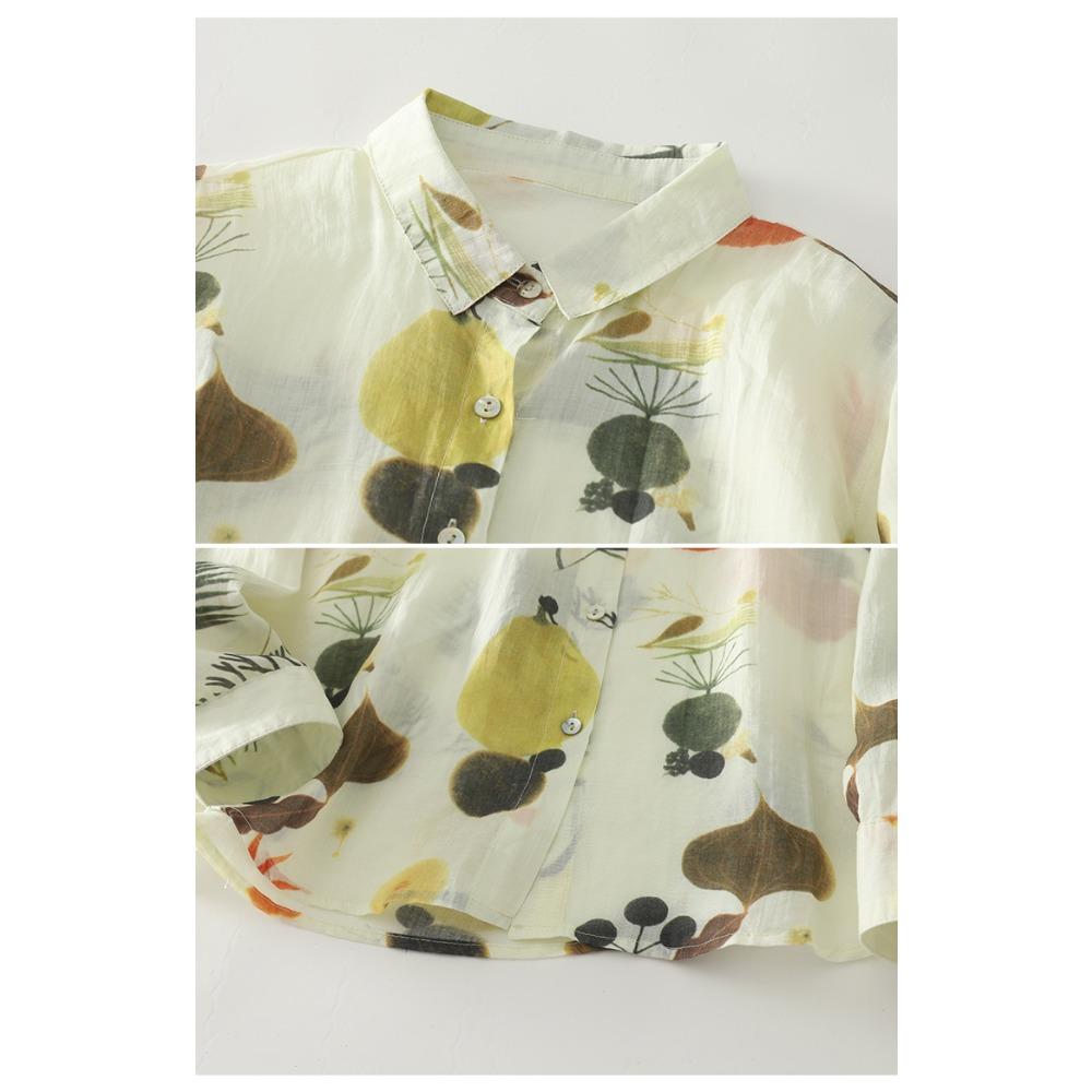 Dimanaf 2025 Blouse Women Long Sleeve Linen Vintage Blouses Shirts Thin Tops Tees Loose Floral Tees