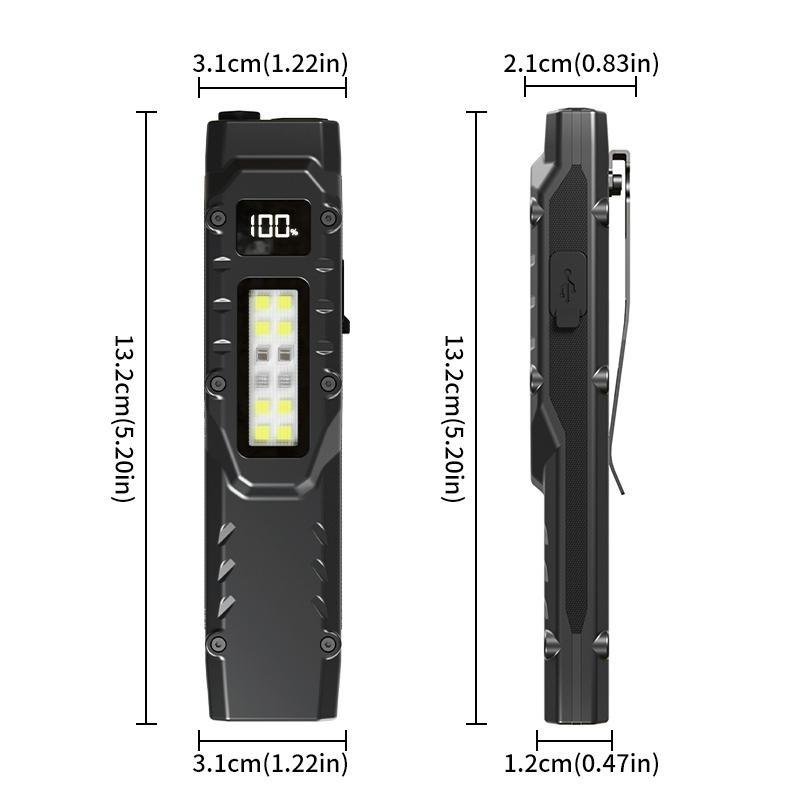 Portable Flashlight 1000 Lumens USB Rechargeable Tactical Flashlight Waterproof Led COB Work Light for Camping Emergency Household Use