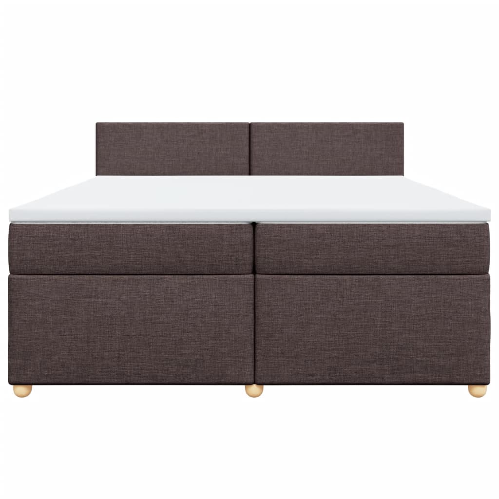 Box Spring Bed with Mattress Dark Brown 200x200 Cm Fabric