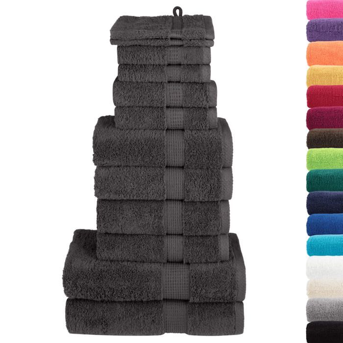 VidaXL Set of Superior Quality Towels 12 Pcs, Hand Towels, Shower Towels, Bath Sheets, Towels 137571