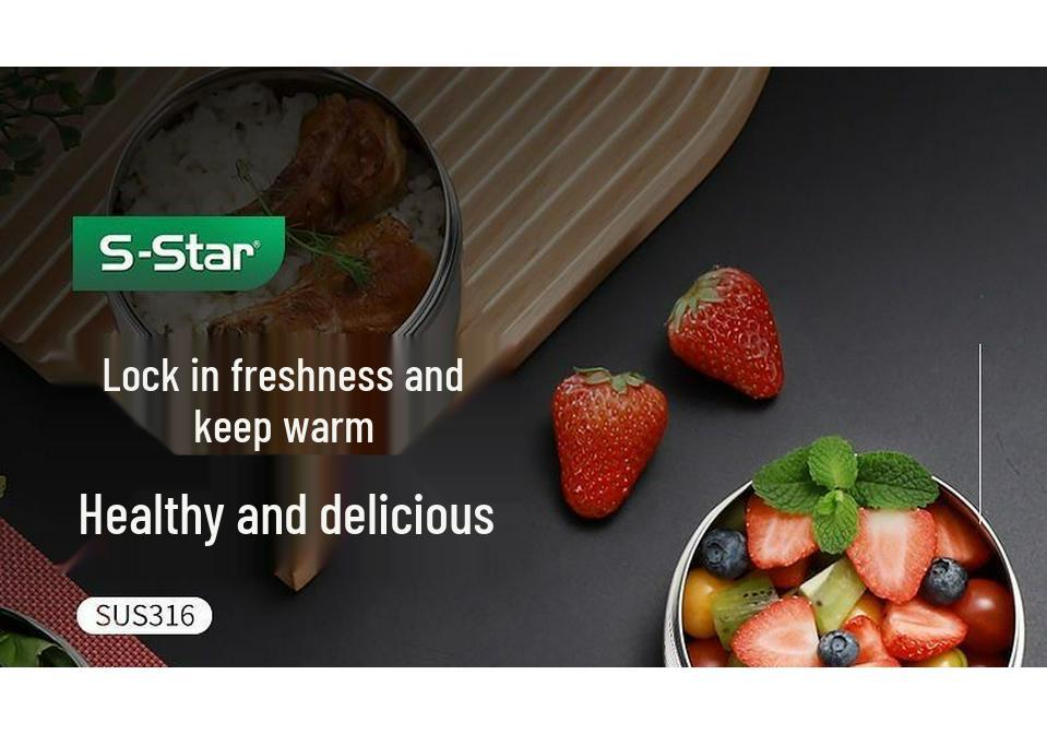 316 Stainless Steel Insulated Portable Lunch Box for One - Double Layer Vacuum Design for Home, Office, or School.